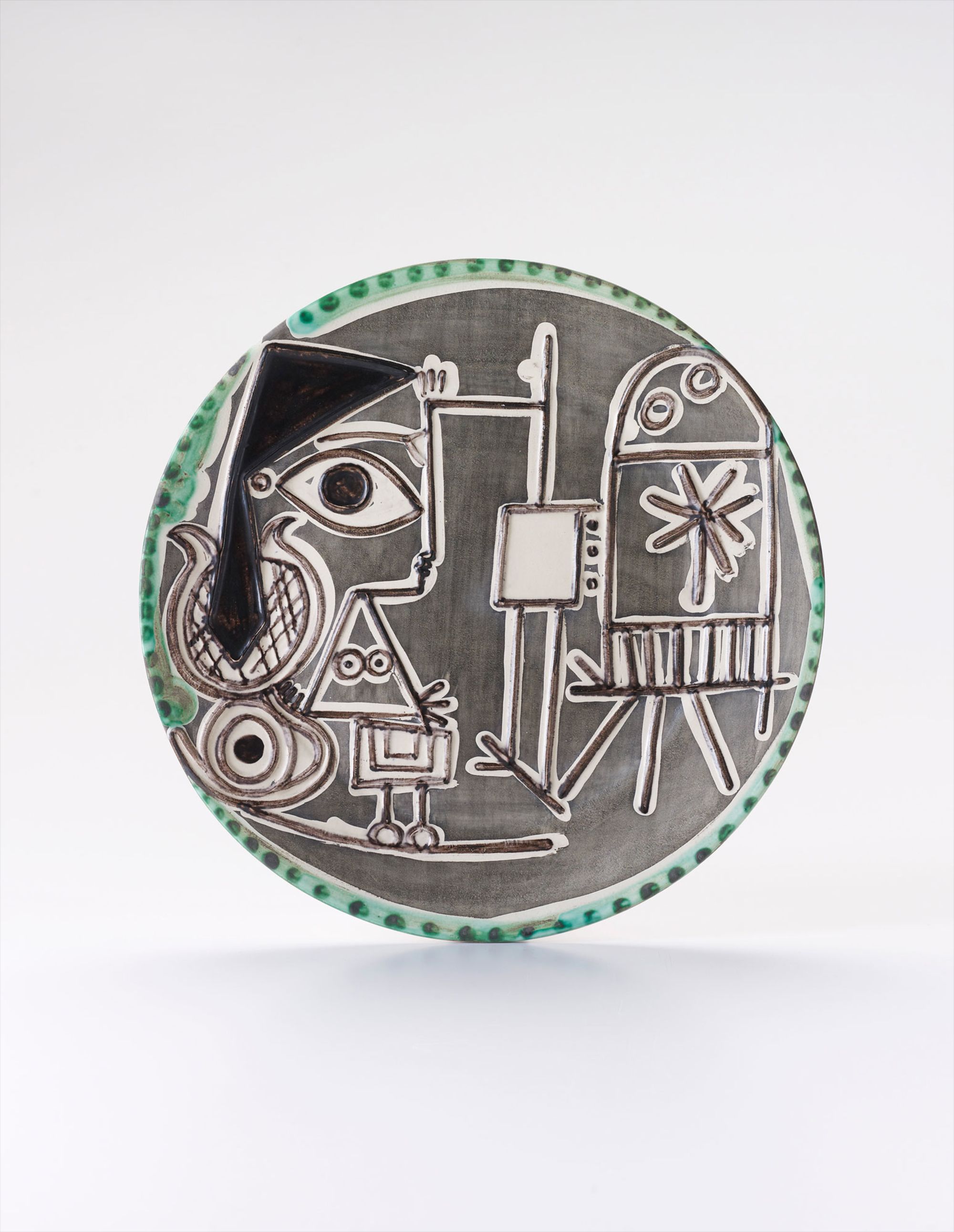 <b>PABLO PICASSO</b> <i>Jacqueline au Chevalet (Jacqueline at Easel)</i>, 1956. &lt;br /&gt;One of 24 ceramics from a Private European Collection.