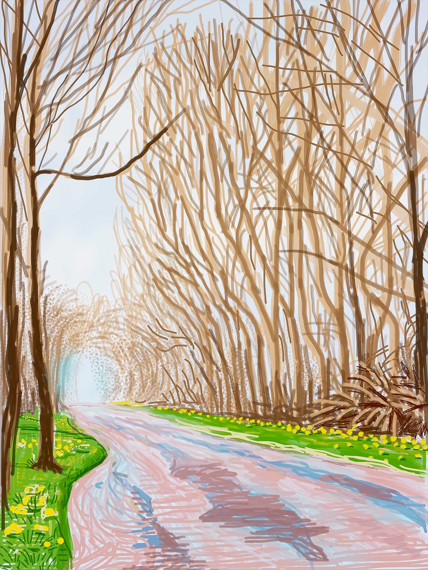<b>DAVID HOCKNEY</b> <i>The Arrival of Spring in Woldgate, East Yorkshire in 2011 (twenty eleven) - 1 April (2011)</i>, 2011