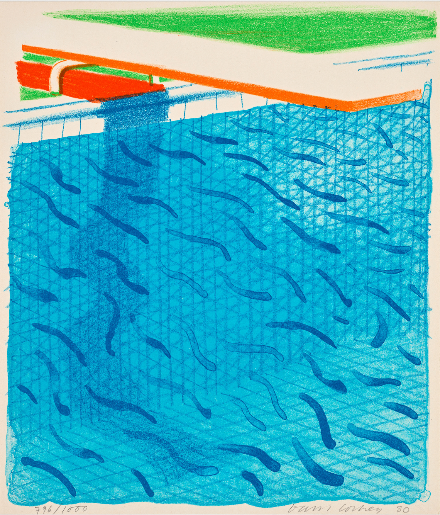 <p><strong>DAVID HOCKNEY</strong><em> Pool Made with Paper and Blue Ink for Book, from Paper Pools</em>, 1980</p>