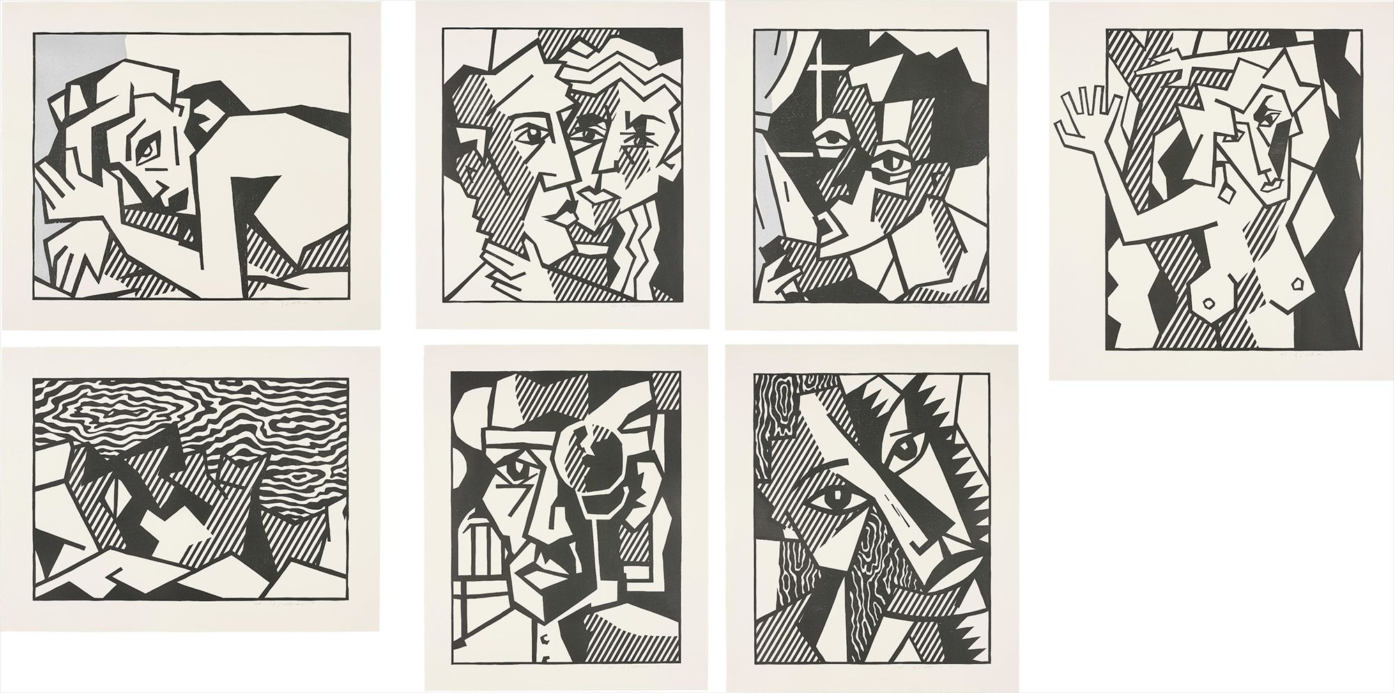 <b>ROY LICHTENSTEIN</b> <i>Expressionist Woodcut Series (Black State)</i>, 1981