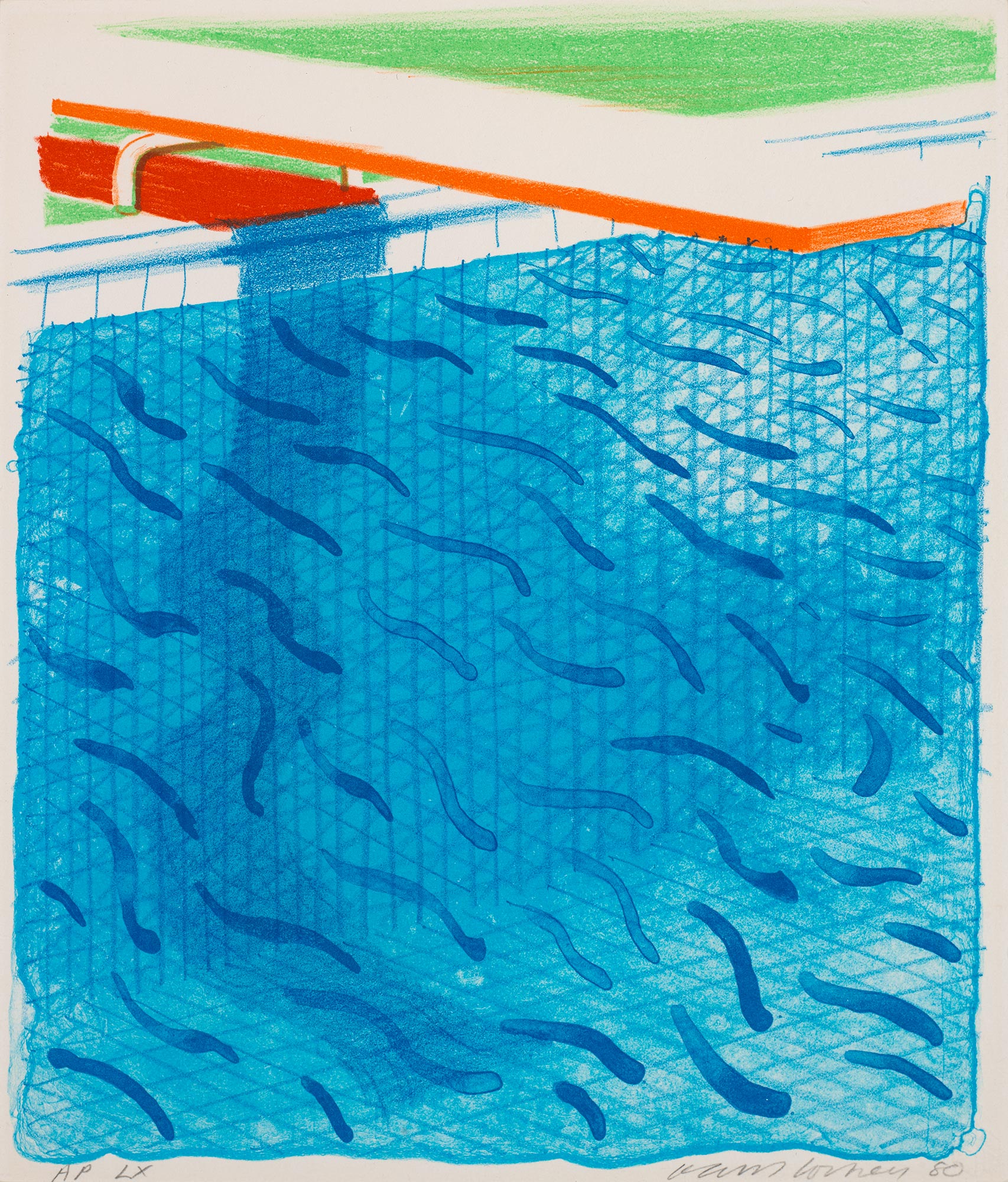 <p><strong>DAVID HOCKNEY </strong><em>Pool Made with Paper and Blue ink for Book, from Paper Pools</em>, 1980</p>