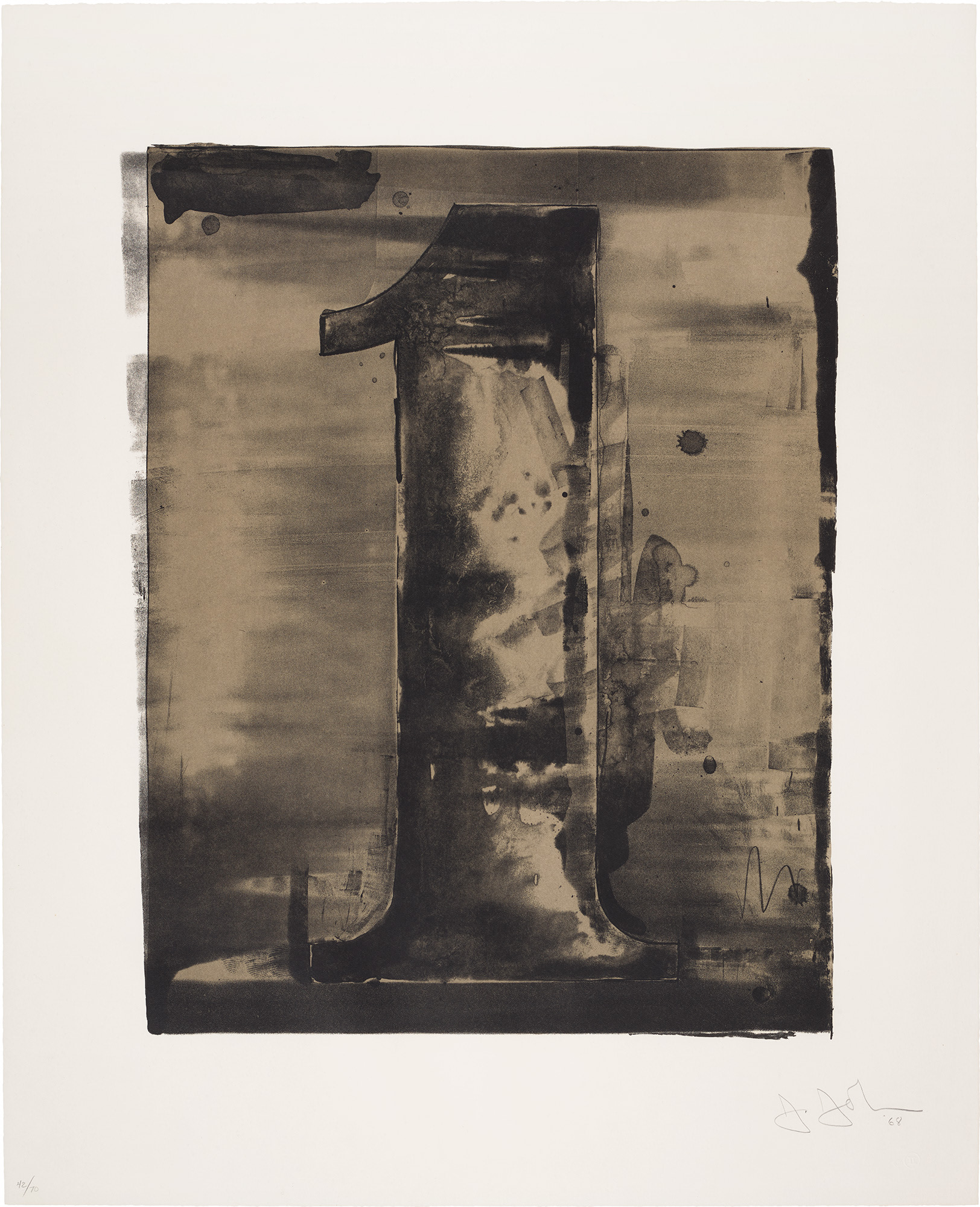 <p><strong>JASPER JOHNS</strong> <em>Figure 1 From Black Numeral Series</em>, 1968</p>