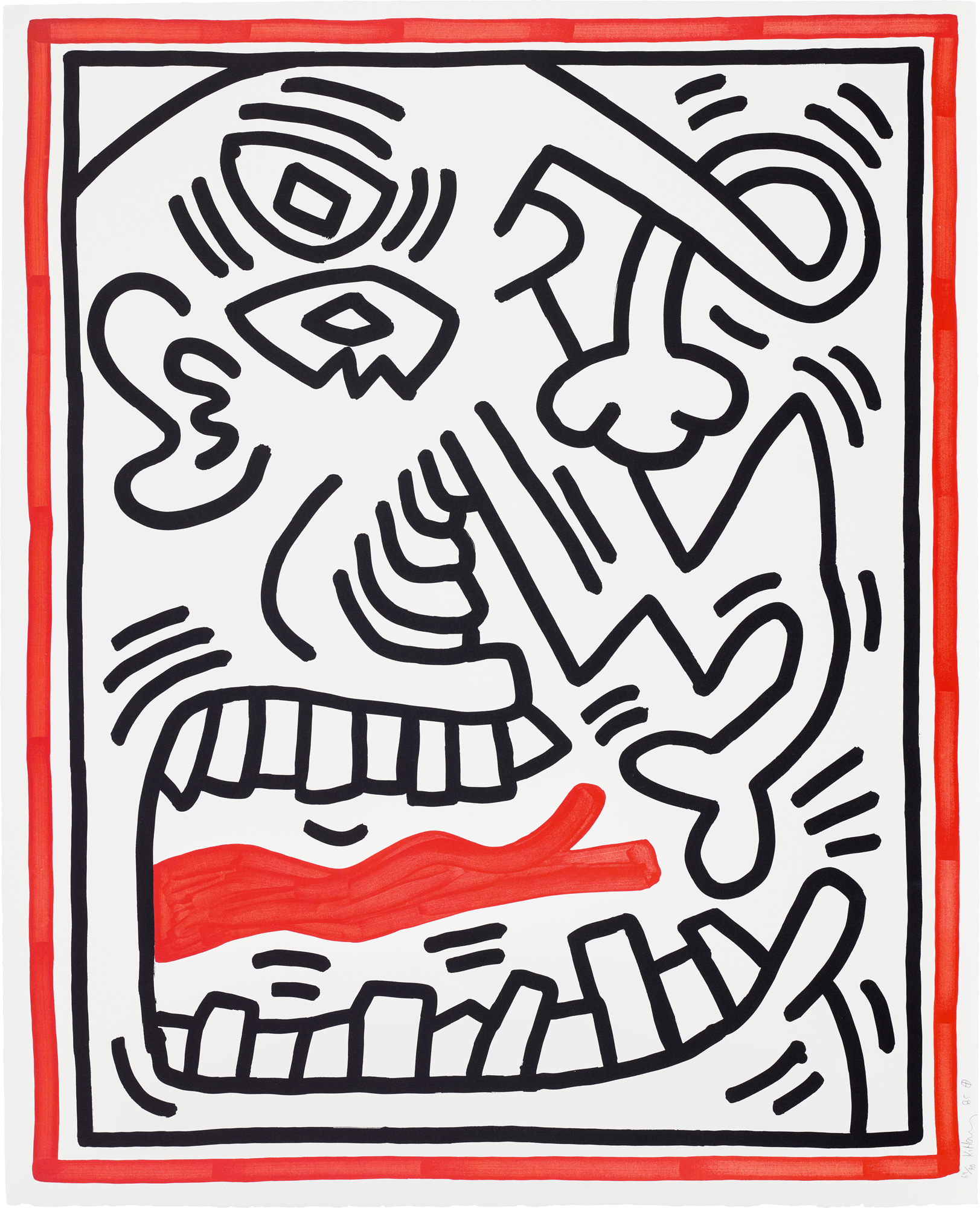<p><strong>KEITH HARING</strong>&nbsp;<em>Three Lithographs: one plate,</em>&nbsp;1985</p>
