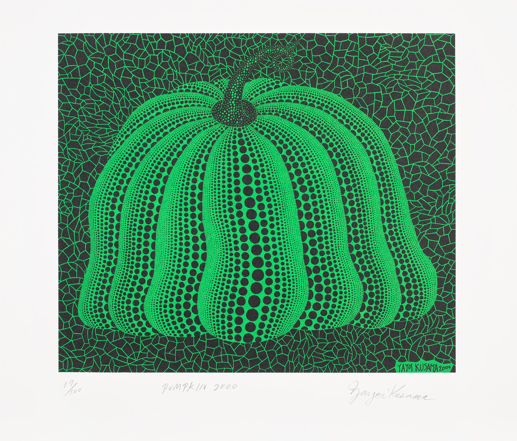 <p><strong>YAYOI KUSAMA</strong> <em>Pumpkin 2000 (Green)</em>, 2000</p>

