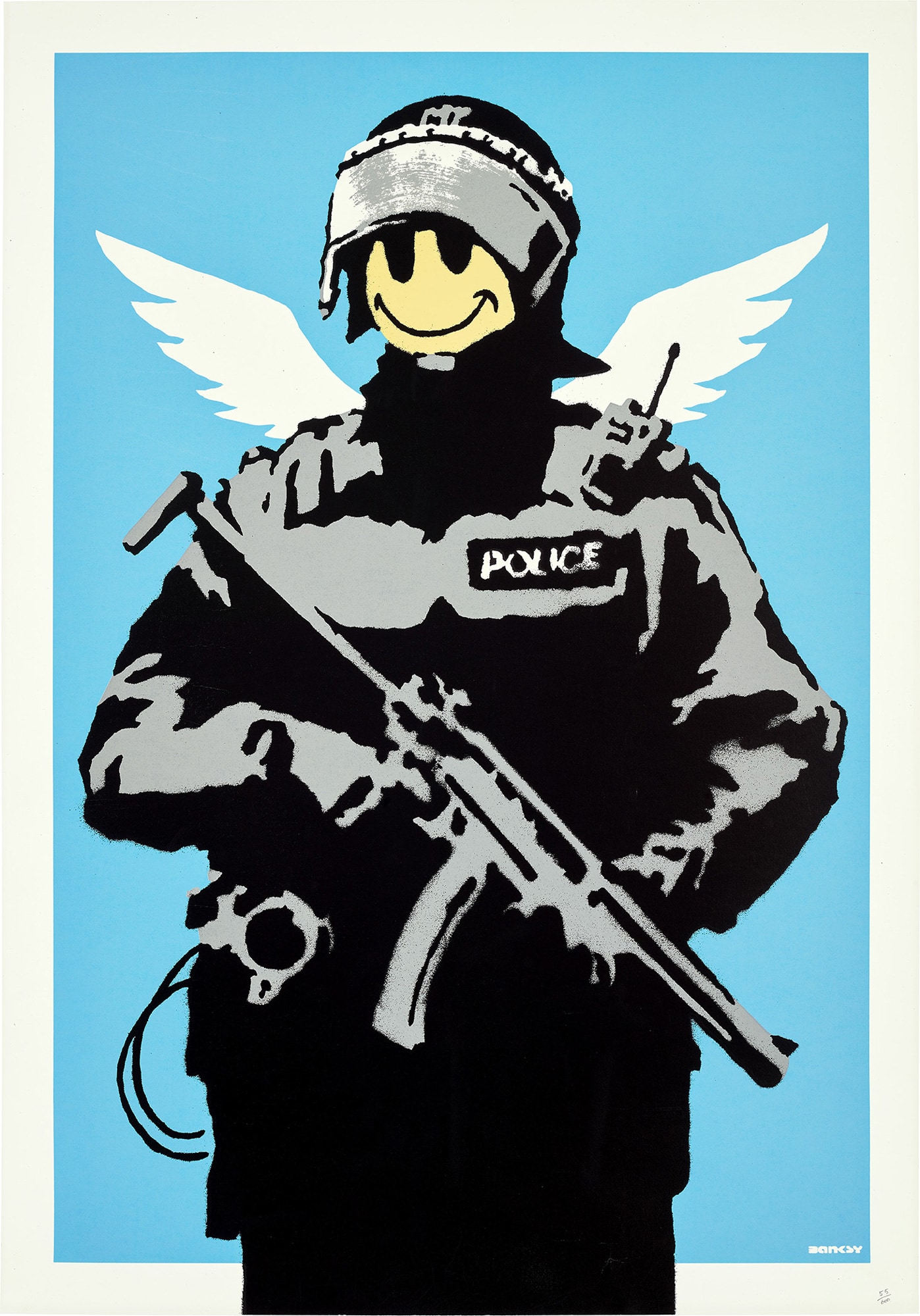 <p><strong>BANKSY</strong> <em>Flying Copper</em>, 2004</p>