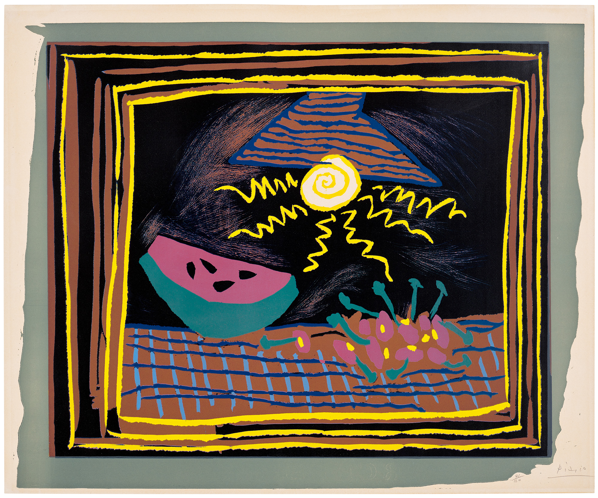 <p><strong>PABLO PICASSO</strong> <em>Nature morte &agrave; la past&egrave;que (Still Life with Watermelon), </em>1962</p>
