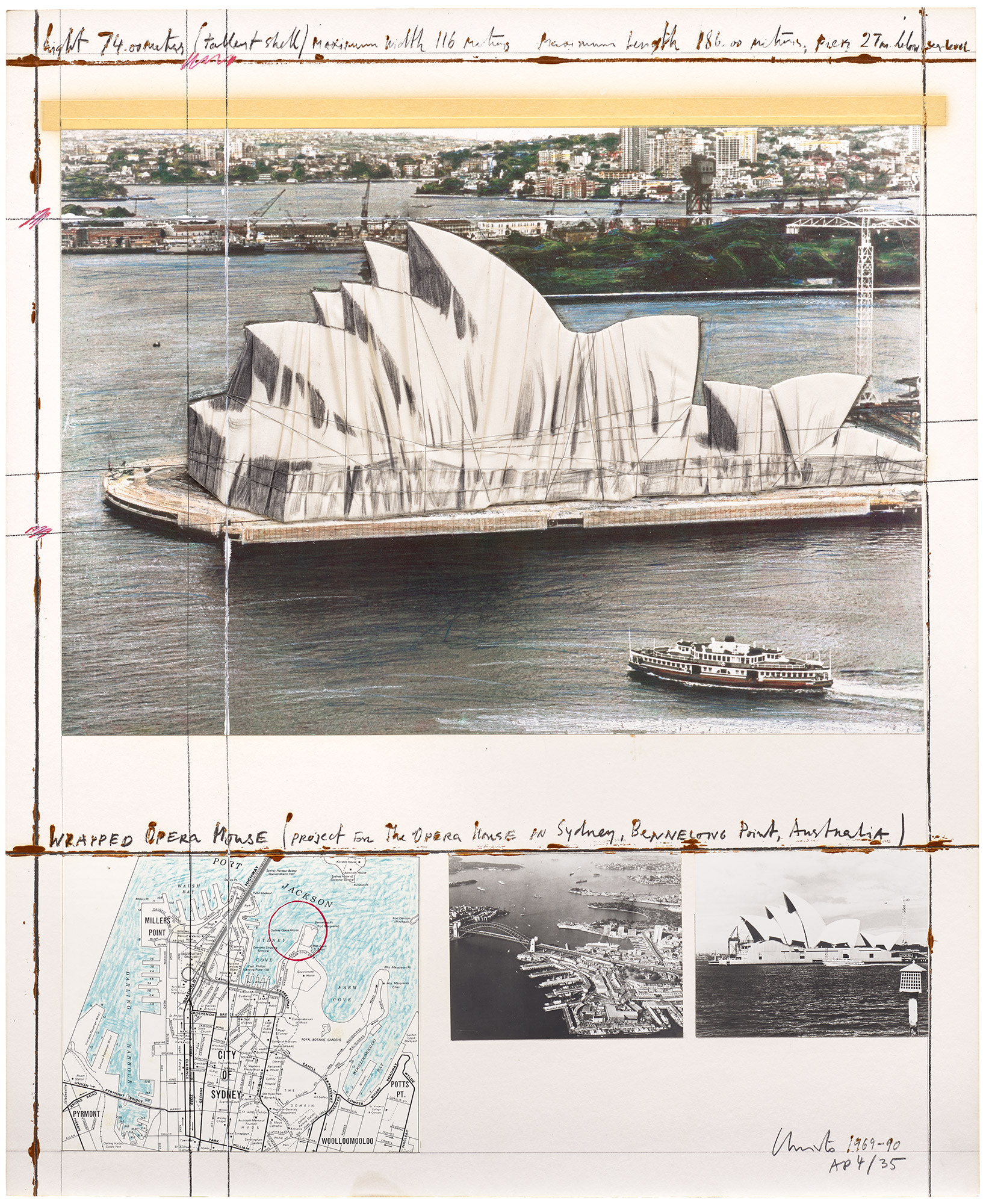 <p><strong>CHRISTO AND JEANNE-CLAUDE</strong> <em>Wrapped Opera House, Project for Sydney, </em>1991</p>
