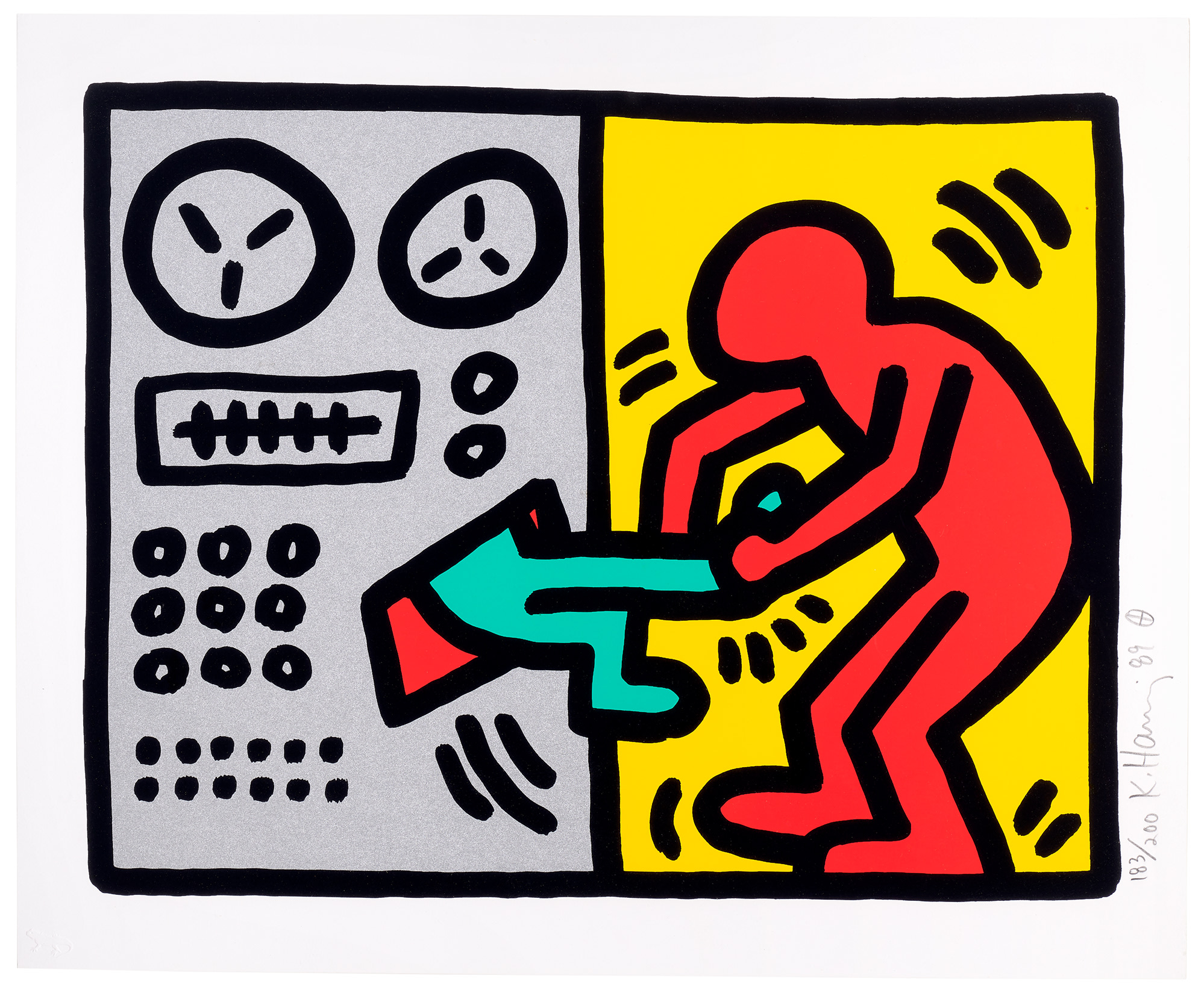 <p><strong>KEITH HARING</strong> <em>Pop Shop III: one print, </em>1989</p>
