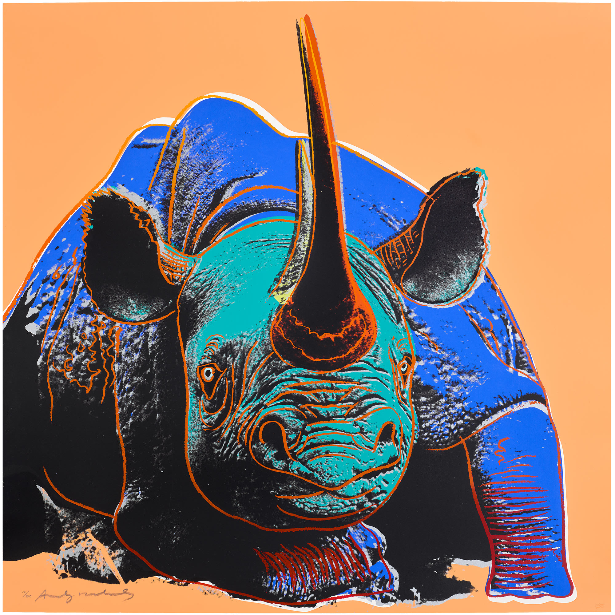 <p><strong>ANDY WARHOL</strong> <em>Black Rhinoceros,</em> from <em>Endangered Species,</em> 1983</p>
