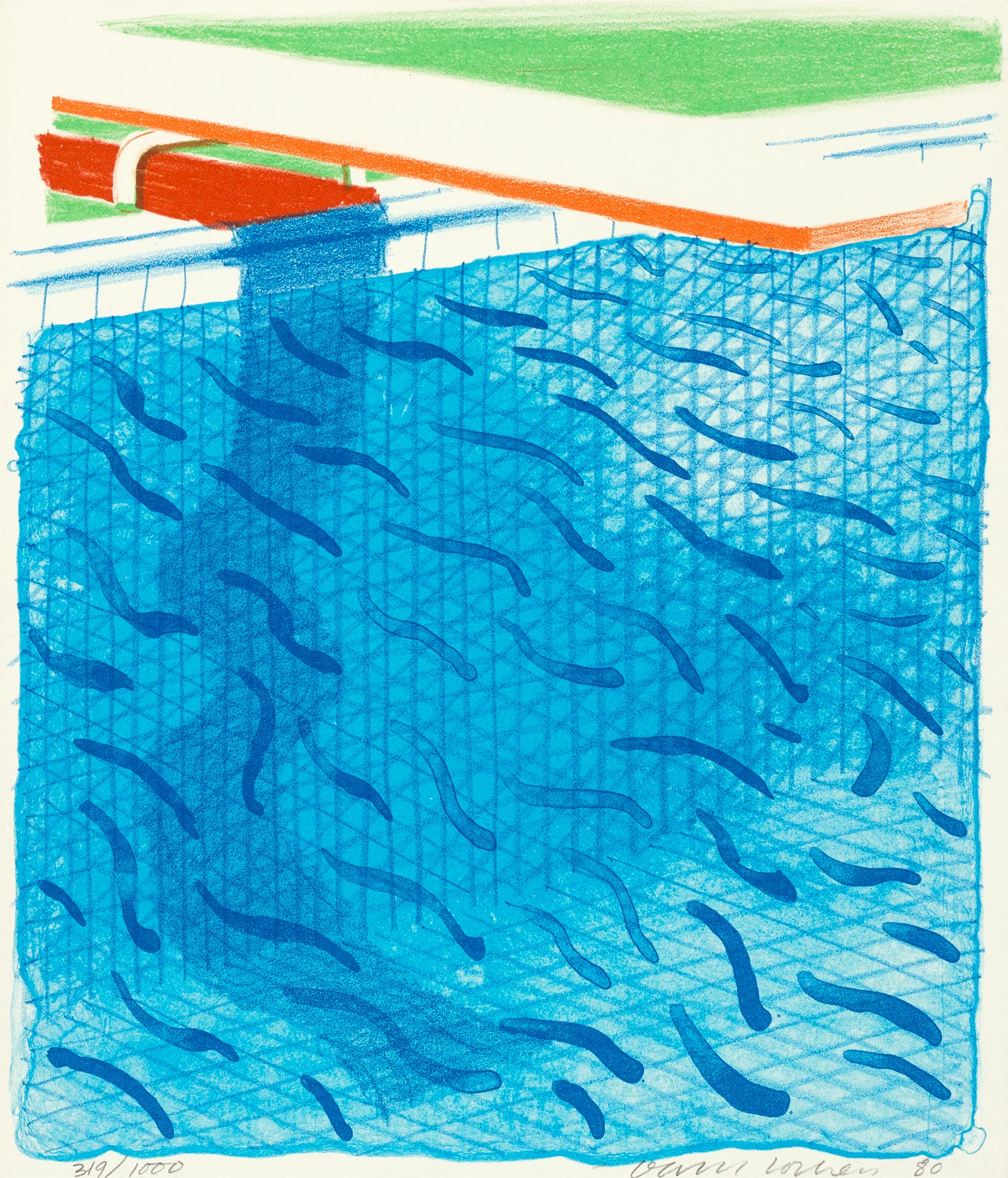 <p><strong>DAVID HOCKNEY</strong> <em>Pool Made with Paper and Blue Ink for Book</em>, from <em>Paper Pools</em>, 1980</p>
