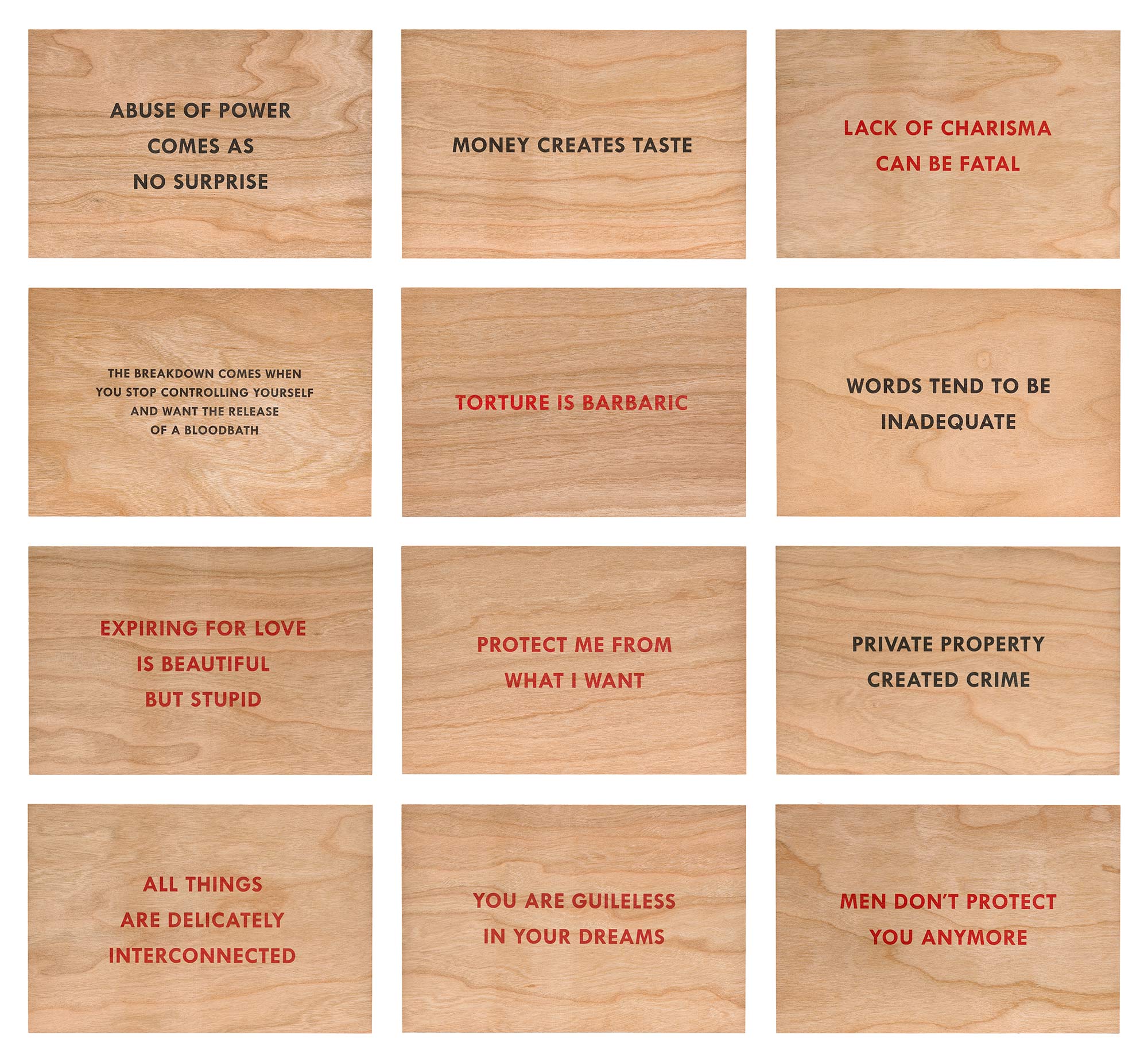 <p><strong>JENNY HOLZER</strong> <em>Truisms: 12 works,</em> 2018</p>