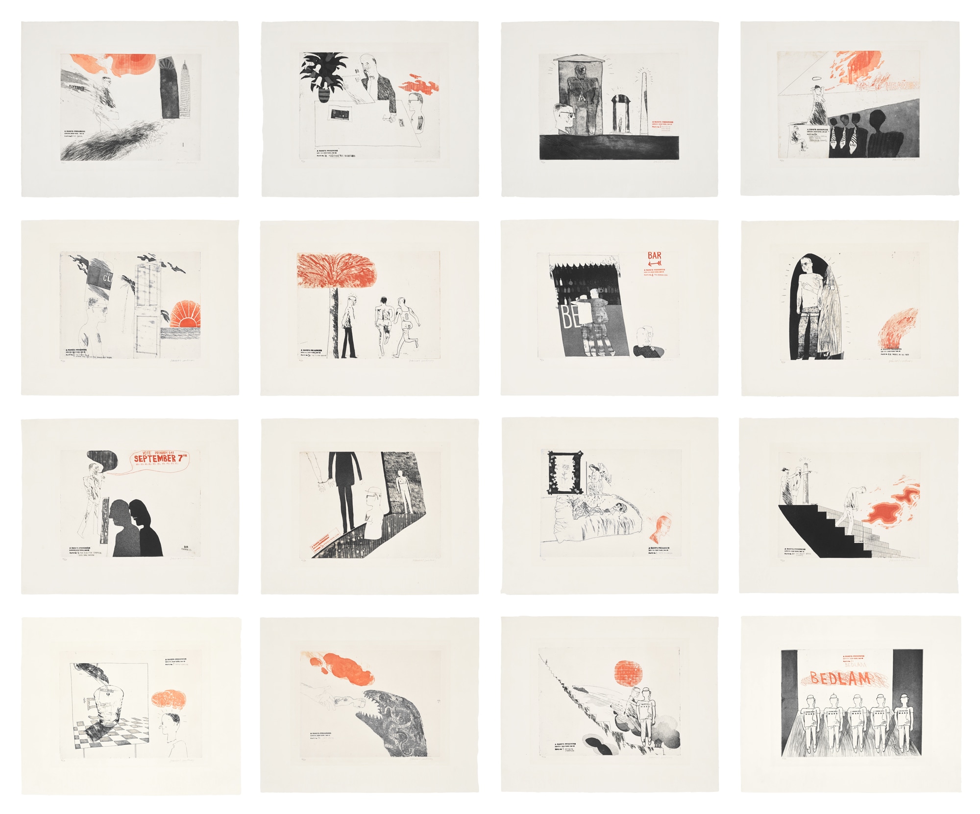 <p><strong>DAVID HOCKNEY</strong> <em>A Rake's Progress</em>, 1961-63</p>