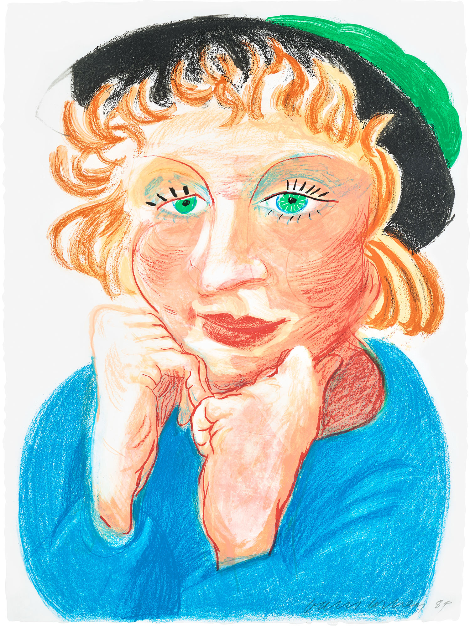 <p><strong>DAVID HOCKNEY</strong> <em>Celia with Green Hat,</em> from <em>Moving Focus, </em>1984</p>