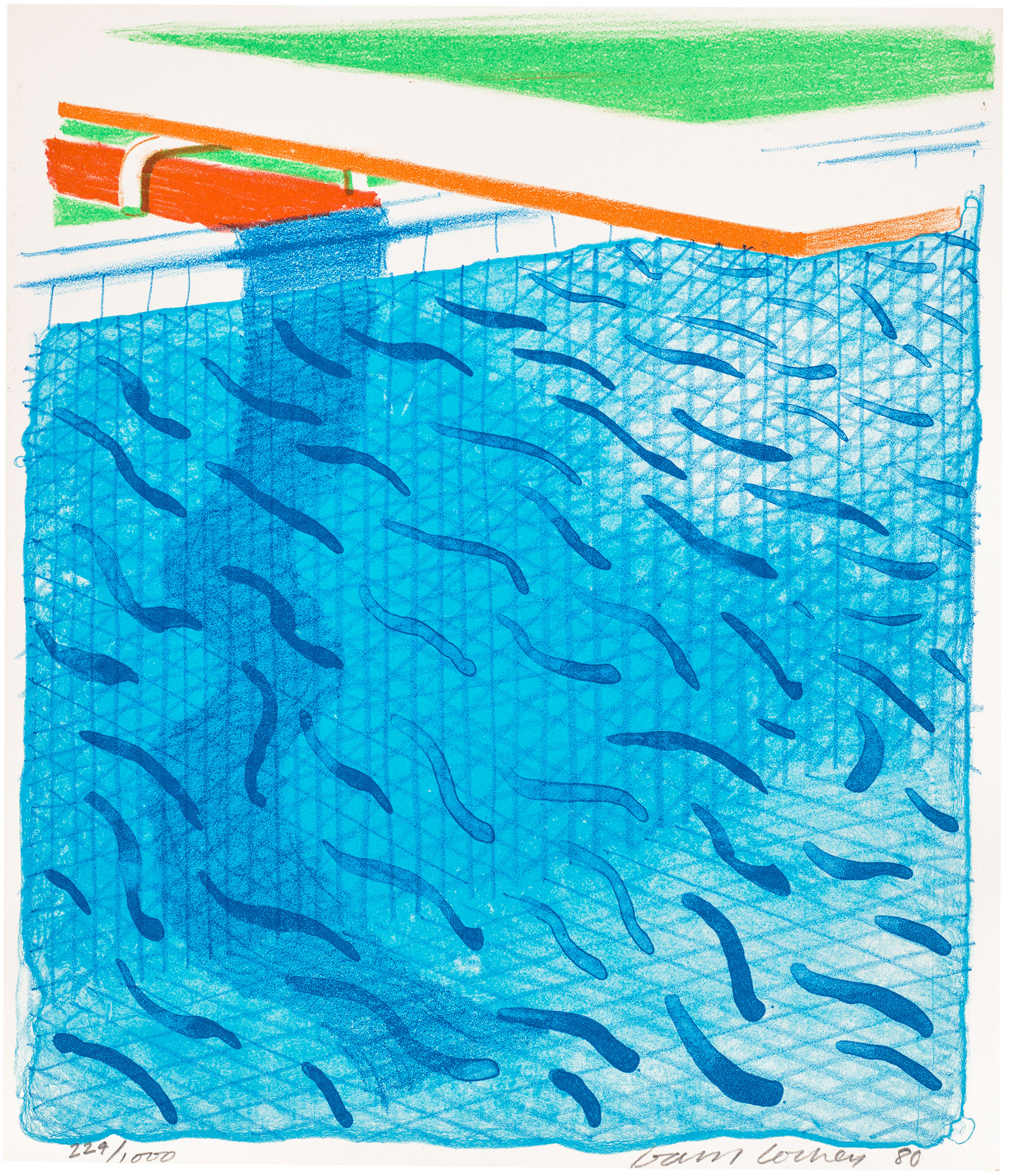 <p><strong>DAVID HOCKNEY</strong> <em>Pool Made with Paper and Blue Ink for Book,</em> from <em>Paper Pools,</em> 1984</p>