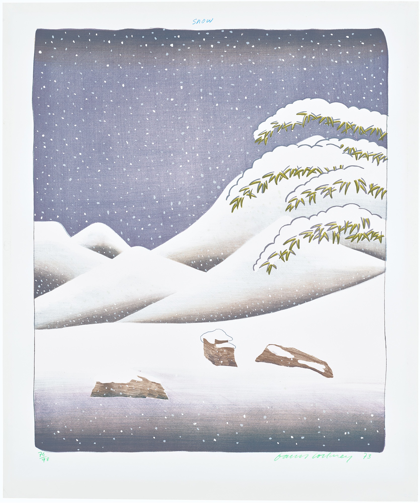 <p><strong>DAVID HOCKNEY</strong> <em>Snow,</em> from <em>Weather Series,</em> 1973</p>