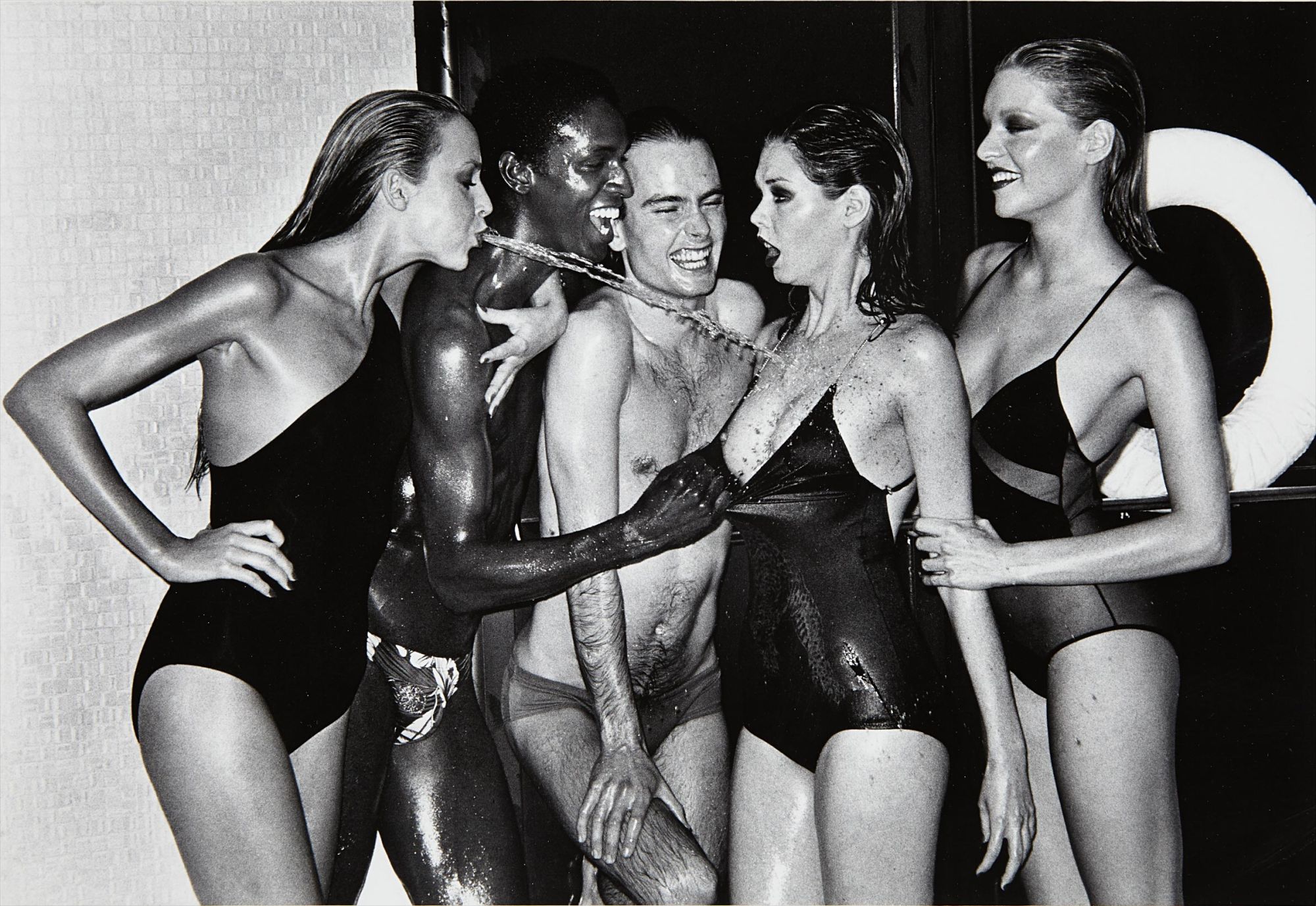 <b>HELMUT NEWTON</b> <i>Jerry Hall, Spitting, French Vogue, Paris</i>, 1978