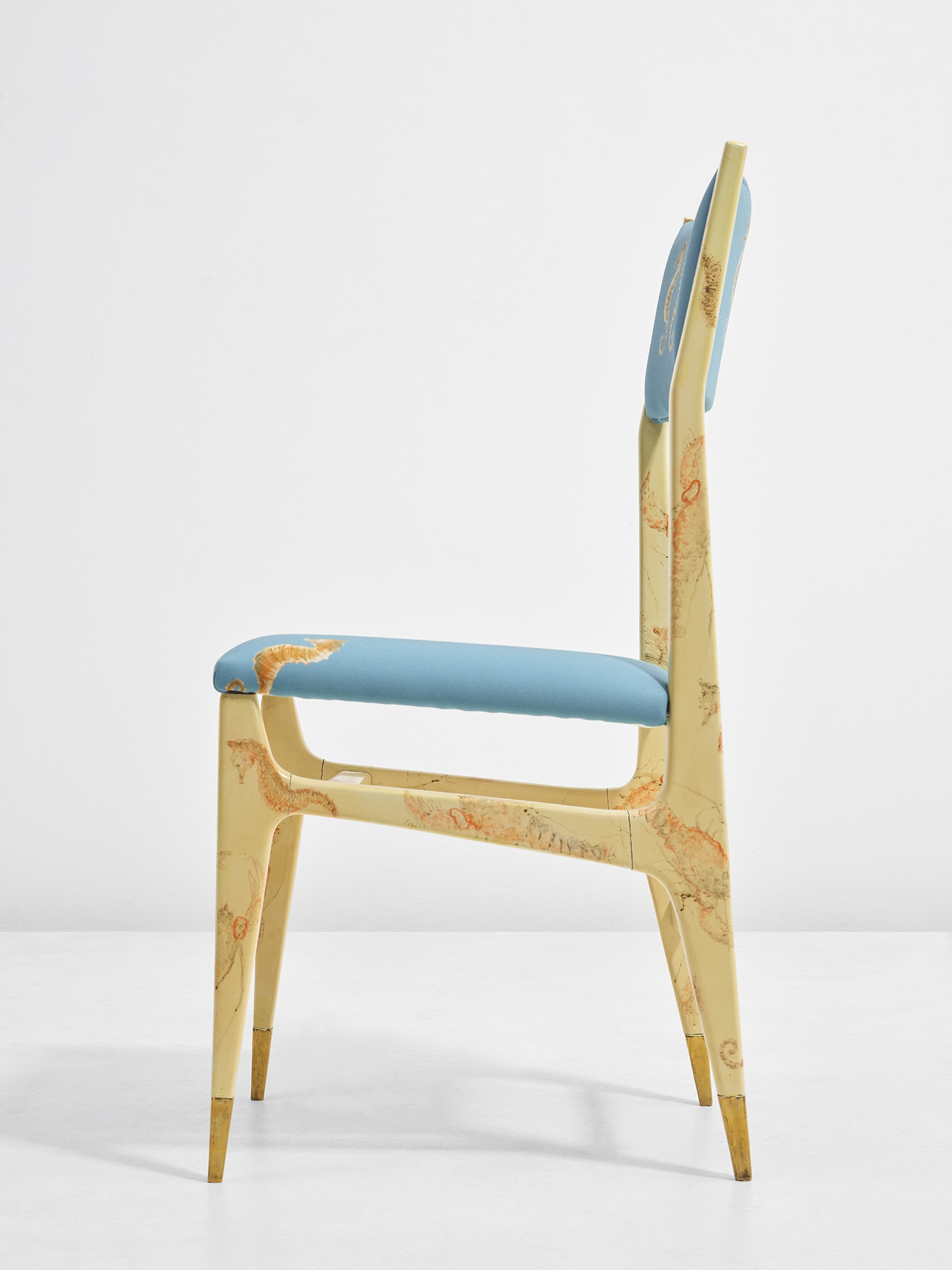 <p><strong>GIO PONTI AND PIERO FORNASETTI </strong><em>Set of six prototype dining chairs</em>, early 1950s</p>