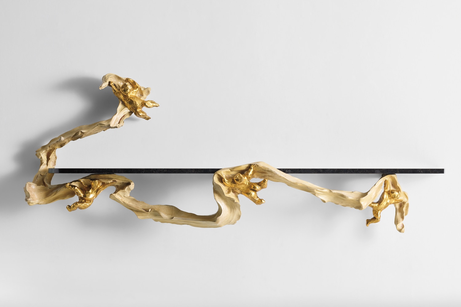 <p> <strong>LUCIO FONTANA AND OSVALDO BORSANI</strong> <em>Wall-mounted console, designed for the dining room of Casa S., Milan</em>, circa 1950</p>