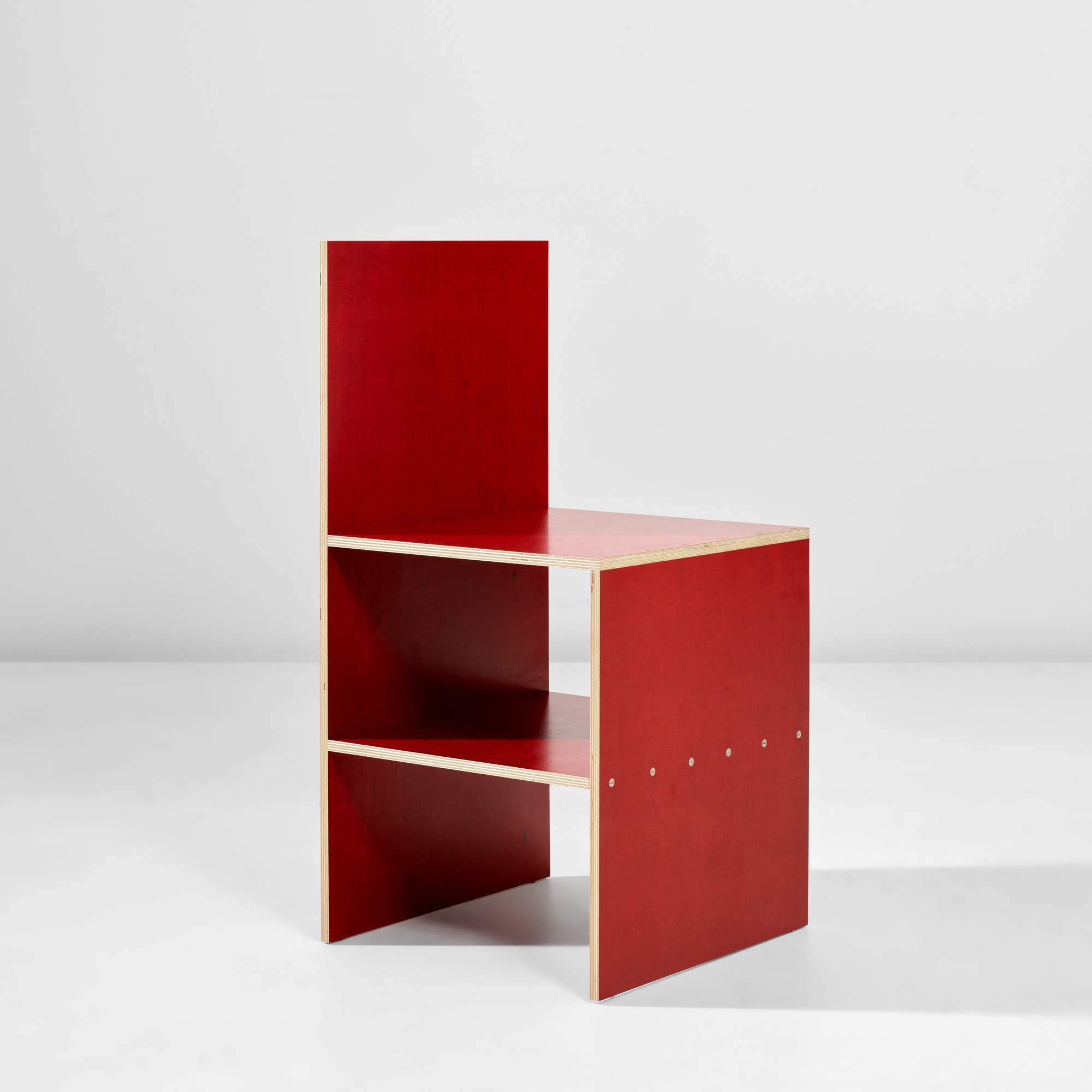 <p><strong>DONALD JUDD</strong> <em>Rare &#39;Side Shelf Plywood Chair 84&#39;, style no. 10</em>, designed 1991, fabricated 1992</p>
