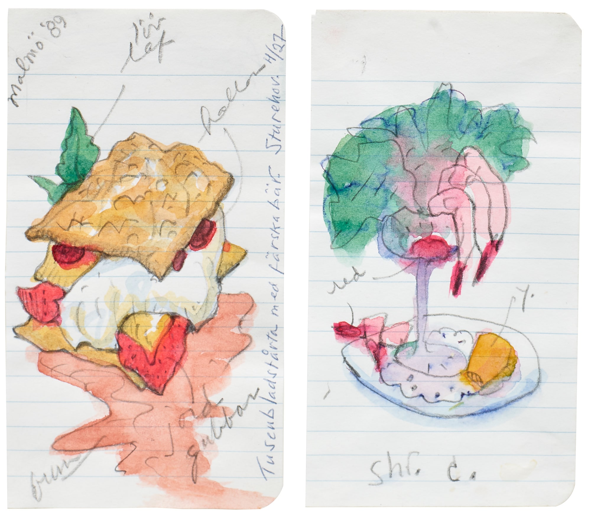 <p><strong>CLAES OLDENBURG</strong>&nbsp;Two works: (i)<em> Millefeuille with Strawberries, Malm&ouml; 1989;&nbsp;</em>(ii)<em> Shrimp Cocktail, New Haven/Connecticut</em>, 1991</p>
