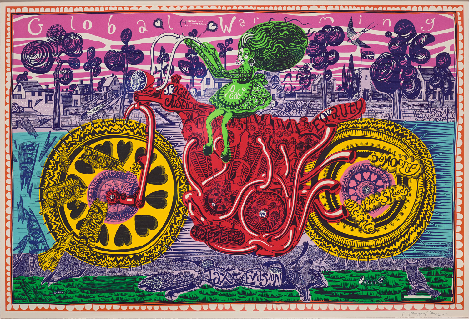 <p><strong> GRAYSON PERRY</strong> <em>Selfie with Political Causes</em>, 2018</p>