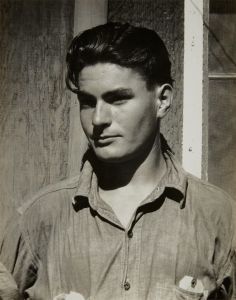 Dorothea Lange - Portrait of a Young Man in Open Denim Shirt