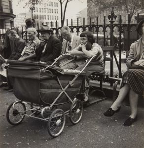 Dorothea Lange - Park Bench with Mother and Pram, New York City