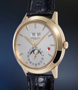 OMEGA, LOUIS BRANDT YELLOW GOLD PERPETUAL CALENDAR WRISTWATCH WITH MOON  PHASES AND LEAP-YEAR INDICATION CIRCA 1995, Watches Online, Watches