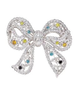 NoArtist - Diamond and Colored Diamond Brooch