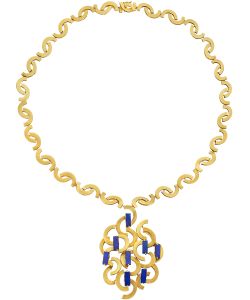NoArtist - Lapis Lazuli and Gold Pendant Necklace