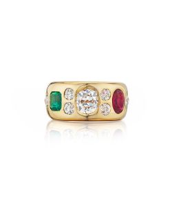NoArtist - Emerald, Ruby and Diamond Ring