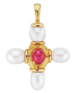 NoArtist - Tourmaline and Cultured Pearl Pendant