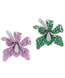 NoArtist - Set of Sapphire, Garnet and Diamond Brooches
