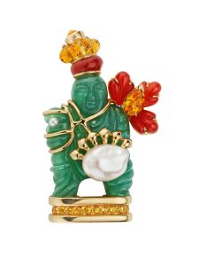 NoArtist - Cultured Pearl and Gem-set Brooch