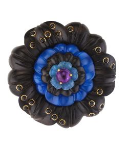 NoArtist - Gem-set and Wood Brooch