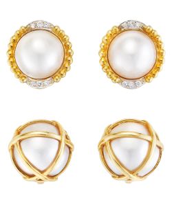 NoArtist - Lot of Mabe Pearl Earclips