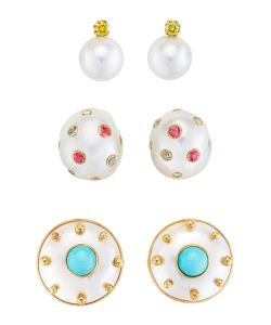 NoArtist - Lot of Cultured Pearl and Gem-set Earclips