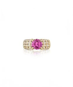 NoArtist - Pink Sapphire and Diamond Ring