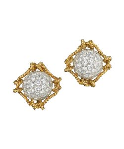 NoArtist - Pair of Diamond and Gold Earclips