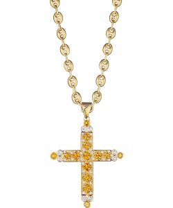 NoArtist - Sapphire and Diamond Cross Pendant Necklace