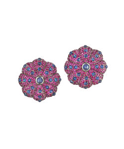 NoArtist - Pair of Ruby and Sapphire Earclips