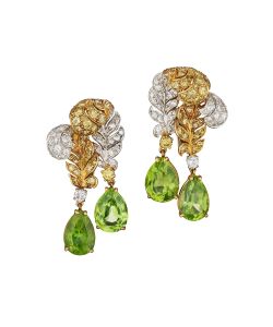 NoArtist - Peridot and Diamond Earclips