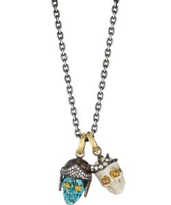 NoArtist - Turquoise, Bone and Diamond Necklace