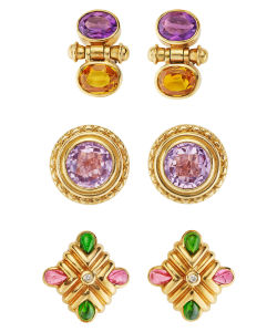 NoArtist - Lot of Gem-set Earclips