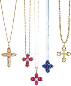 NoArtist - Lot of Five Cross Pendant Necklaces