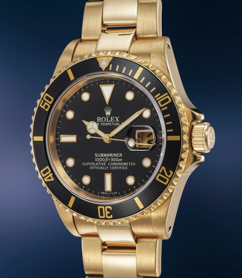 Rolex Submariner Date 16618 40mm Champagne Dial Yellow Gold Oyster Bracelet