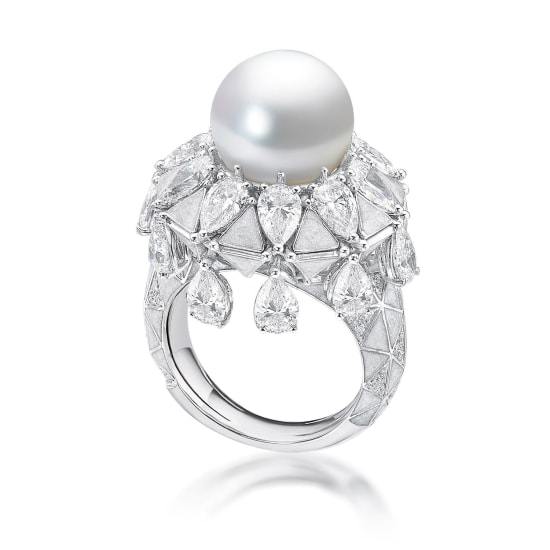 Pearl, Diamond and Mother-of-pearl Ring 