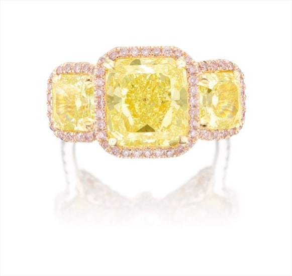 yellow pink diamond ring