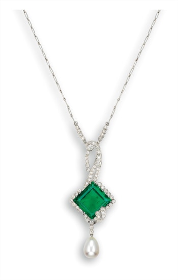 art deco emerald pendant