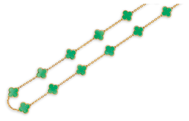 Van cleef green hot sale alhambra necklace